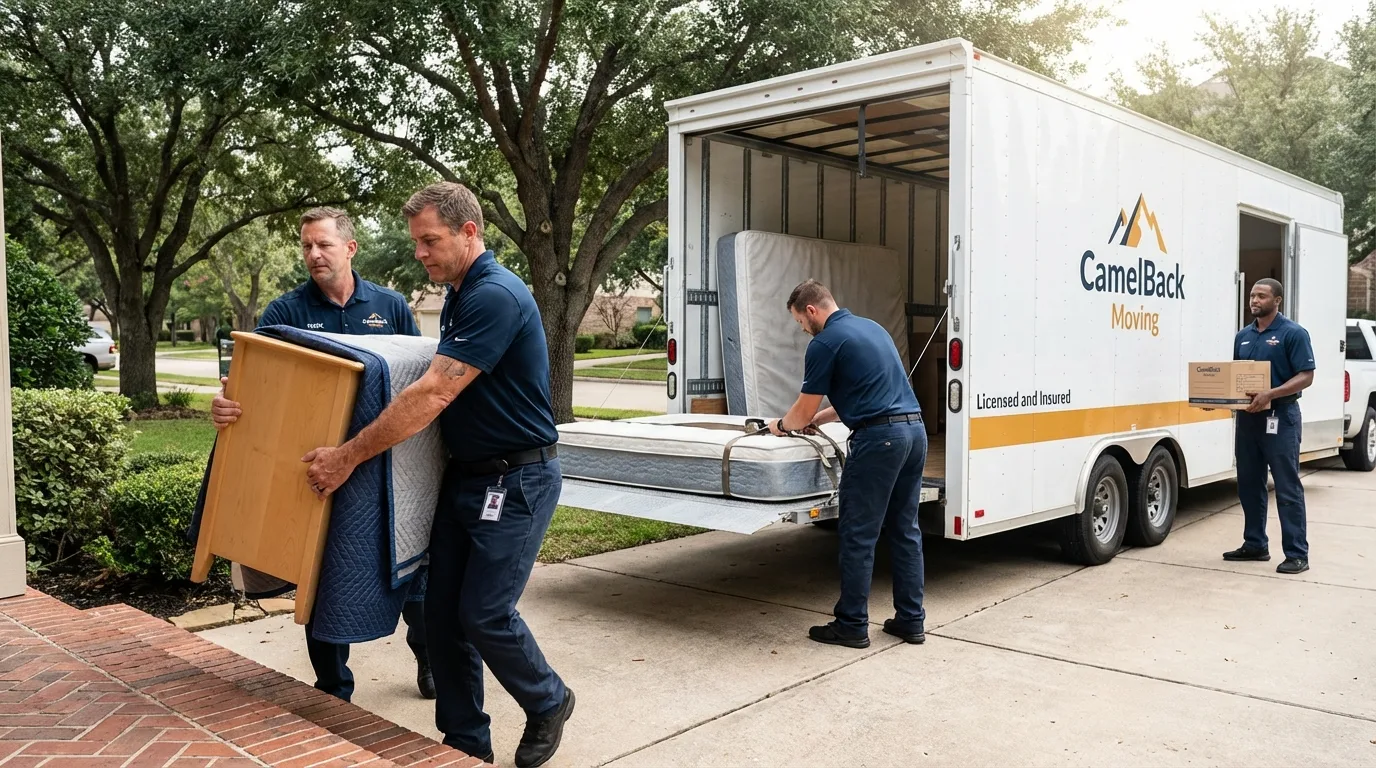 Crew loading residential truck for cross-state move from Banner Elk, NC